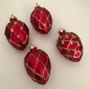 Faberge🎄 Egg Style Red and Gold Ornaments